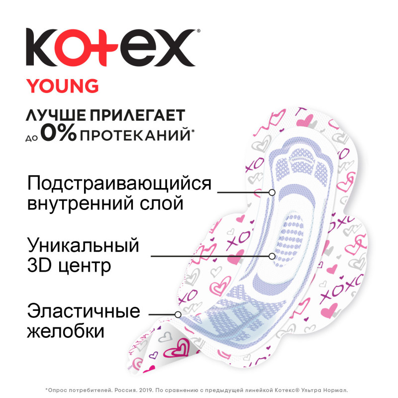 Прокладки Kotex Young нормал 4 капли, 10шт — фото 3