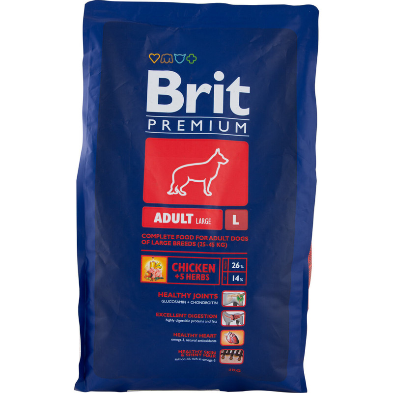 Корм Brit Premium by Nature Adult L для взрослых собак крупных пород, 3кг