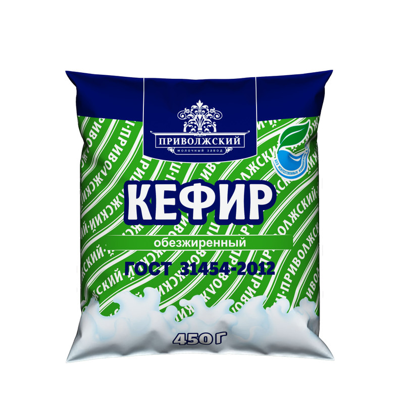 Кефир Приволжское обезжиренный 0.1%, 450мл