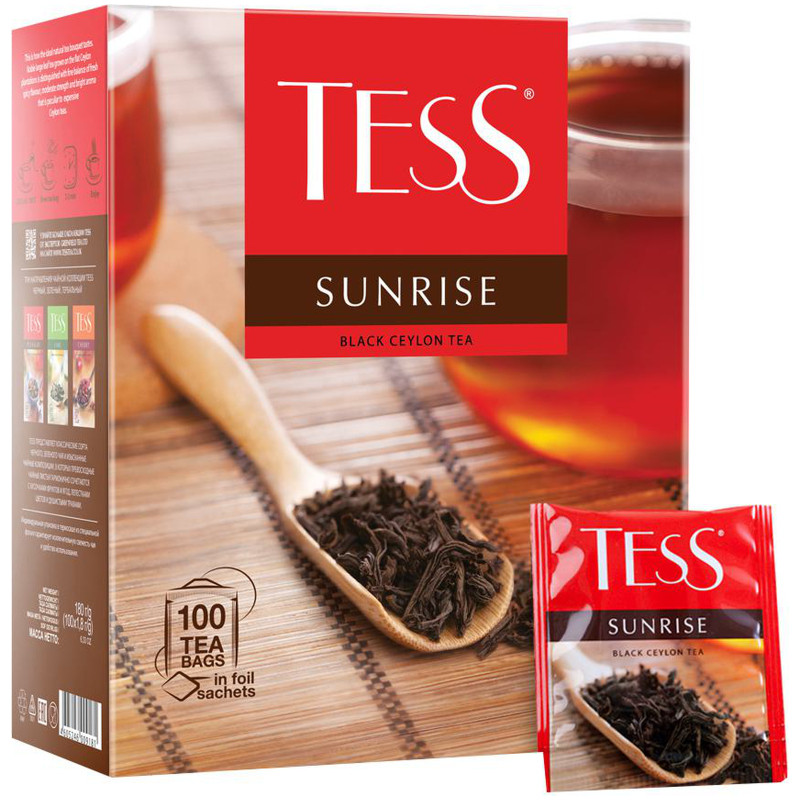Чай Tess Санрайз чёрный в пакетиках, 100х1.8г — фото 3