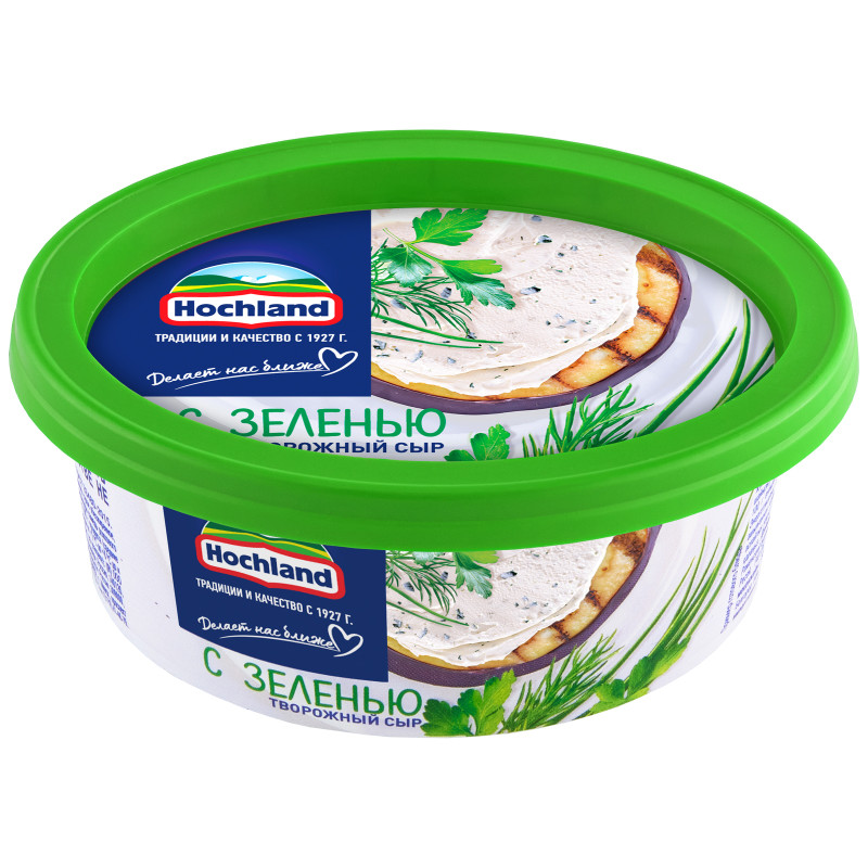 Сыр творожный Hochland с зеленью 60%, 140г — фото 2