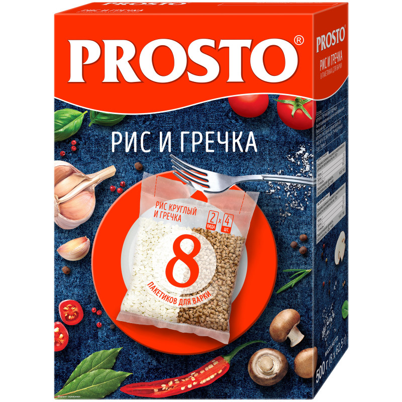 Ассорти Prosto рис и гречка, 8х62.5г