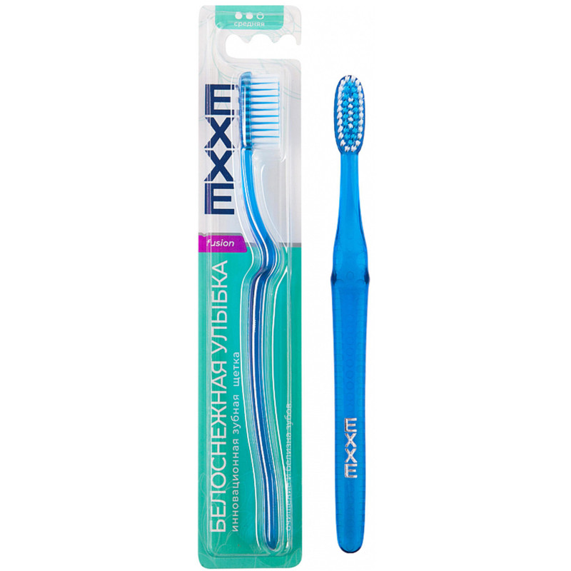 Зубная щётка Exxe Fusion белоснежная улыбка синяя — фото 2