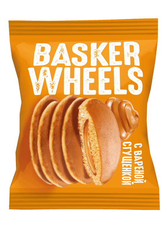 Пирожное Basker Wheels Pancake бисквитное с варёной сгущёнкой, 36г