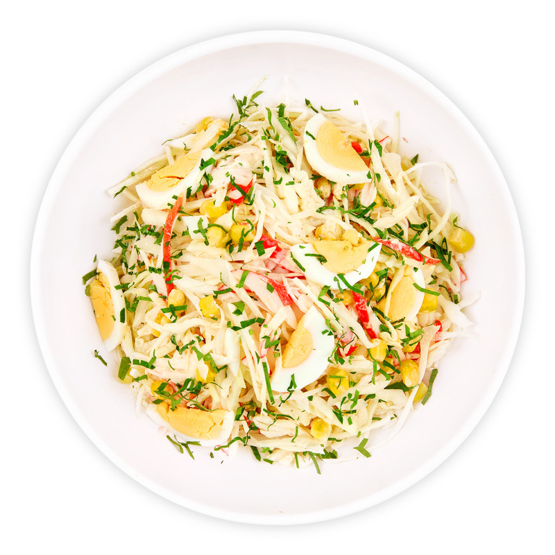 1. Салат с крабовыми палочками и капустой – классический рецепт