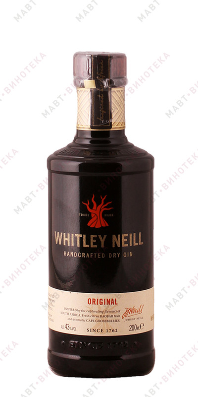 Джин Whitley Neill Handcrafted Dry Gin крафтовый сухой 43%, 200мл
