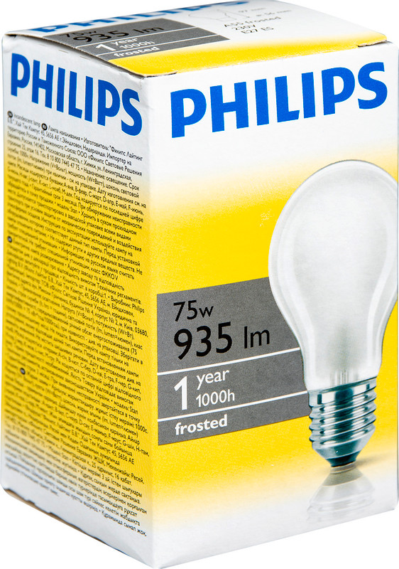 Лампа электрическая Philips А55 E27 75W матовая — фото 2