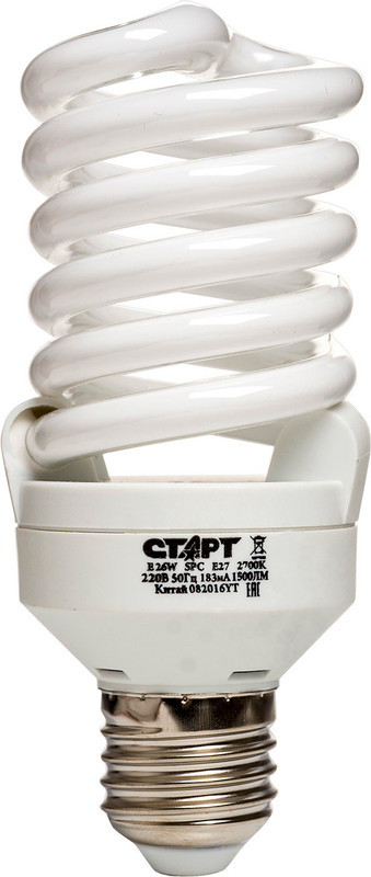 Лампа энергосберегающая Старт E 26W SPC E27 2700K энергосберегающая — фото 1