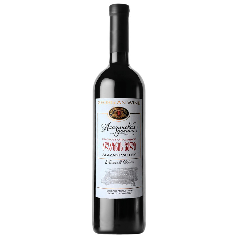 Вино столовое Кварельский Погреб Алазанская долина красное полусладкое 10.5-13%, 750мл