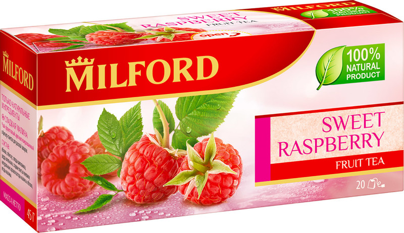 Чай Milford Сладкая малина фруктовый в пакетиках, 20х2г — фото 2