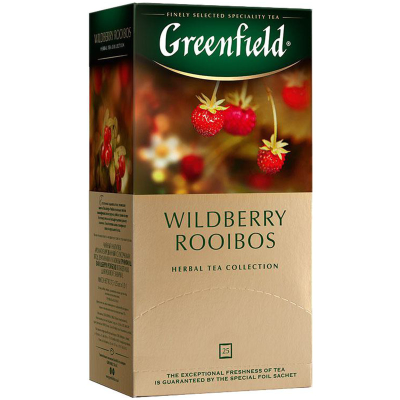 Чай Greenfield Wildberry Rooibus травяной земляника-клюква в пакетиках, 25х1.5г — фото 2