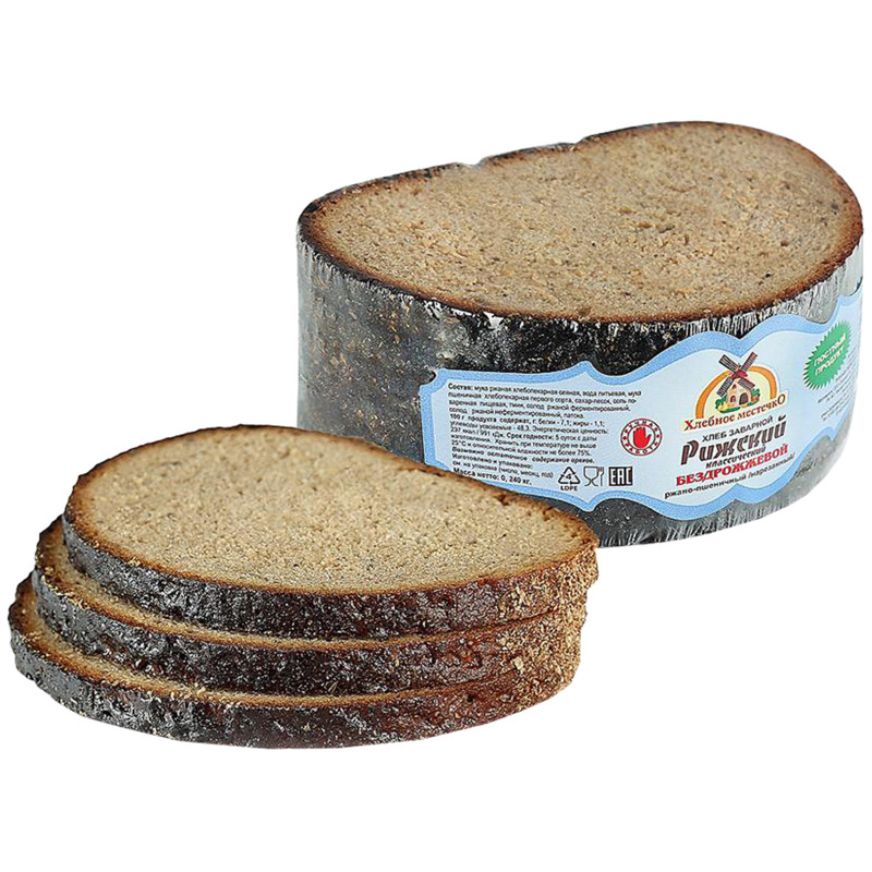 Хлеб Хлебное Местечко Рижский заварной в нарезке, 240г