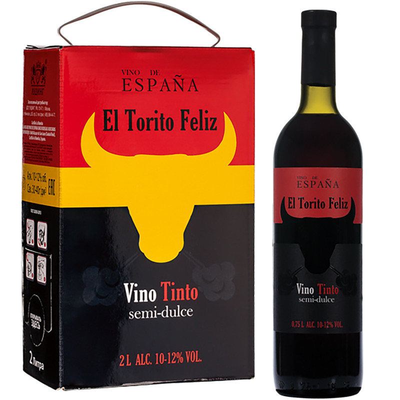 Вино El Torito Feliz красное полусладкое 10-12%, 750мл