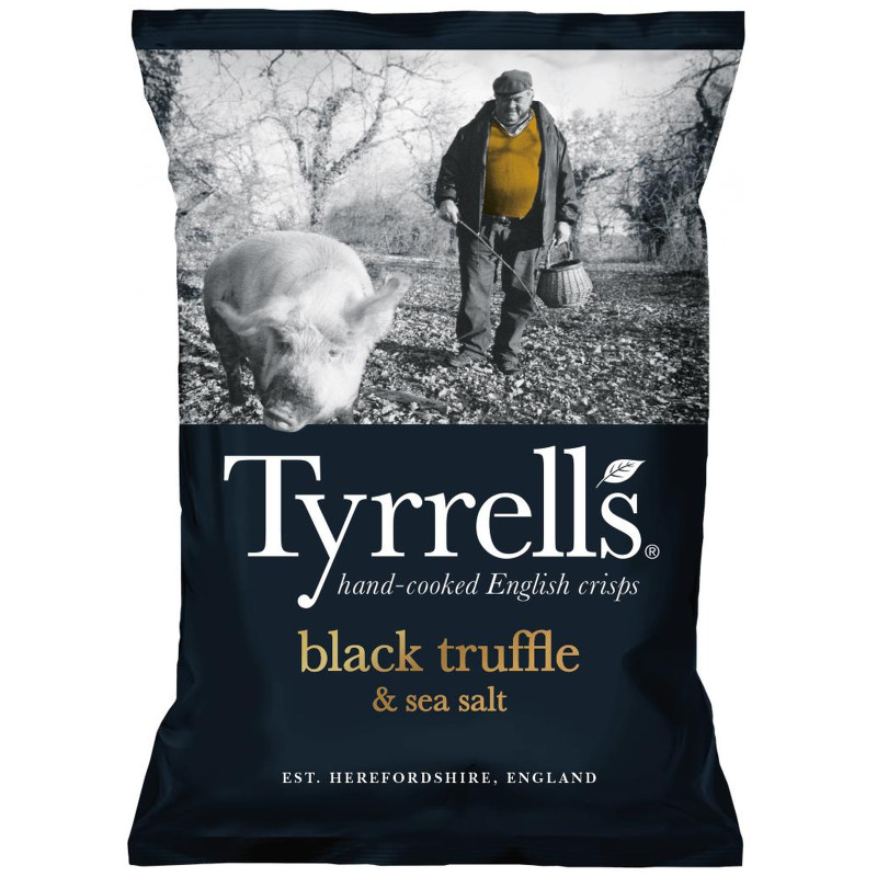 Чипсы Tyrrells натуральные картофельные, со вкусом черного трюфеля и морской солью, 150г