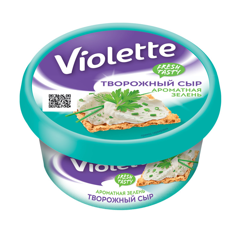 Сыр творожный Violette Ароматная зелень 70%, 140г — фото 1