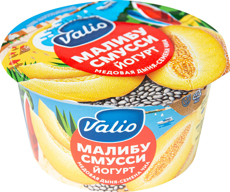 Йогурт Valio Clean label Малибу смусси медовая дыня-семена чиа 2.6%, 140г — фото 4