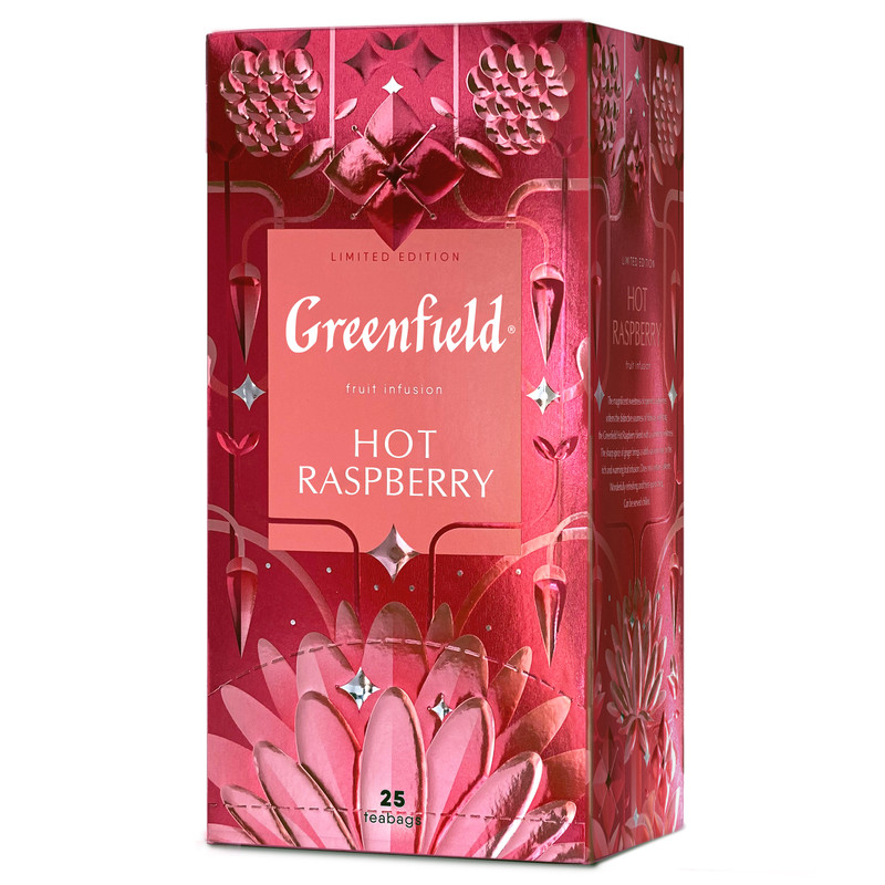 Напиток чайный Greenfield Hot Raspberry малина в пакетиках, 25x1.8г — фото 1