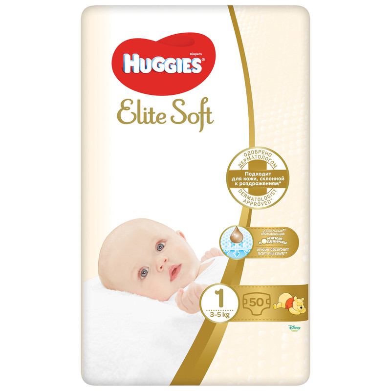Подгузники Huggies Elite Soft р.1 3-5кг, 50шт