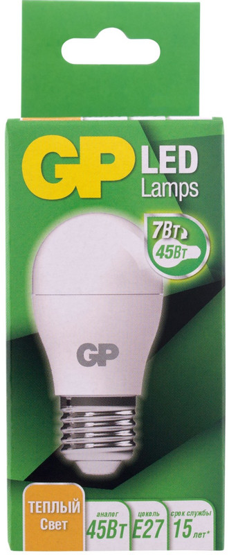 Лампа светодиодная GP LEDG45-7WE27-27K-2CRB1 теплый свет — фото 4