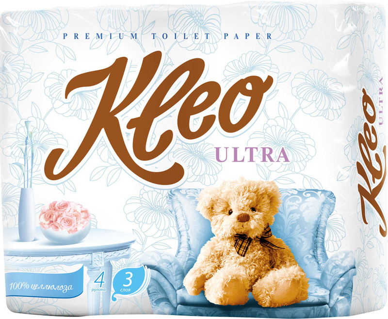 Туалетная бумага Kleo Ultra 3 слоя, 4шт — фото 2