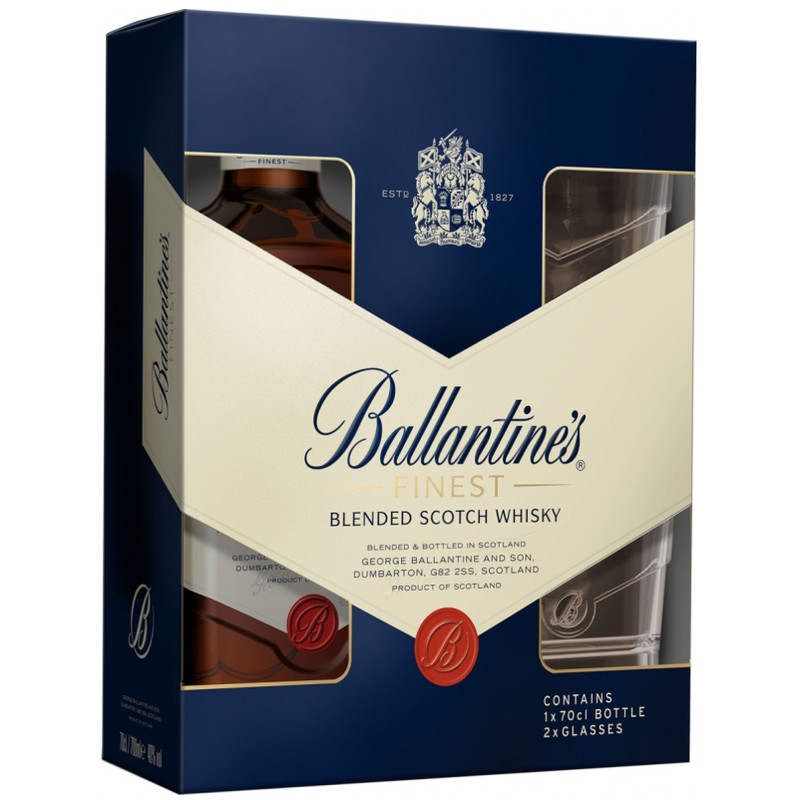 Виски Ballantine Finest 40% + стакан, 700мл — фото 1