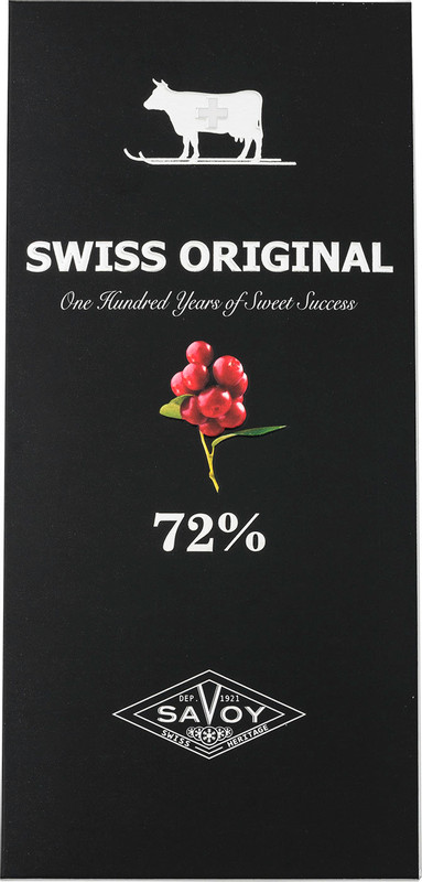 Шоколад горький Swiss Original с кусочками клюквы 72%, 100г
