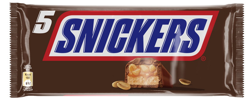 Батончик шоколадный Snickers, 5х40.5г