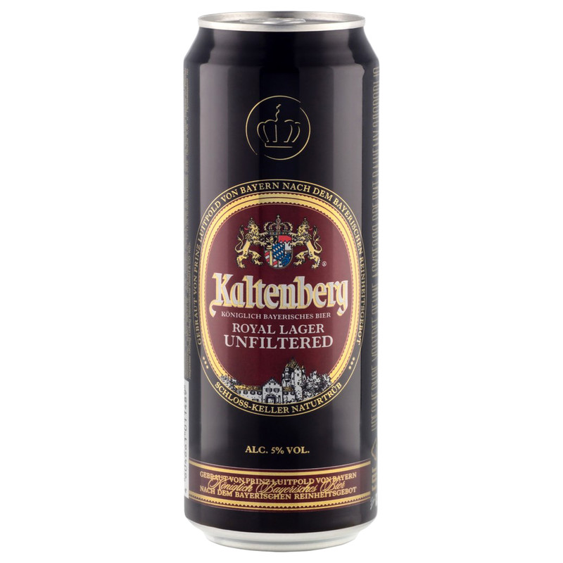 Пиво Kaltenberg Королевский Лагер светлое нефильтрованное 5%, 450мл