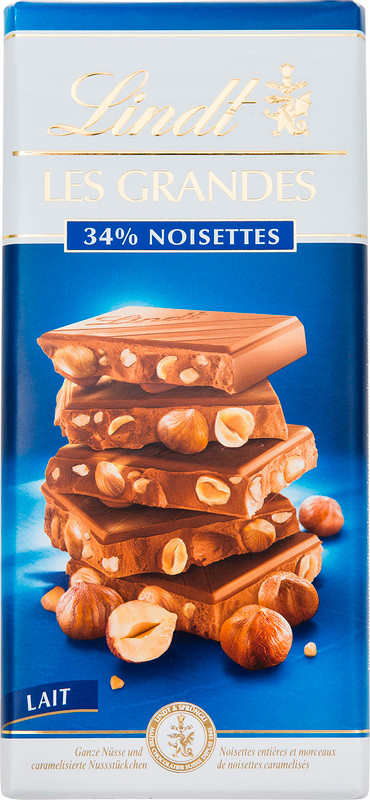 Шоколад молочный Lindt Les Grandes с фундуком, 150г — фото 2