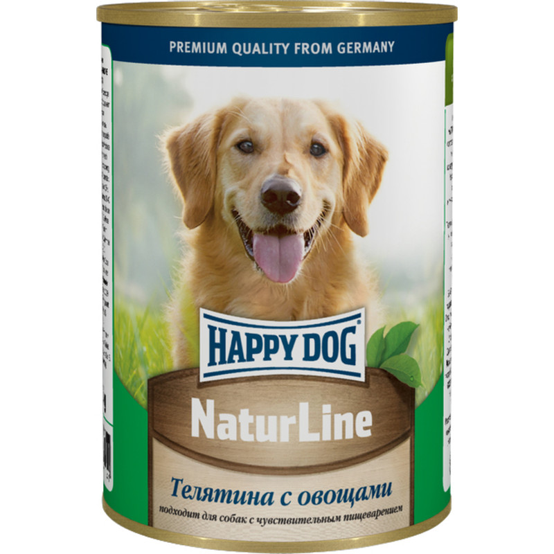 Корм Happy Dog Natur Line телятина с овощами влажный для собак, 400г