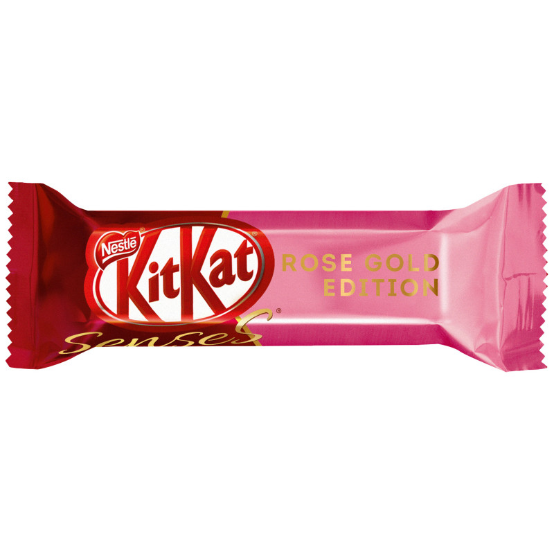 Шоколад белый и молочный KitKat Senses Rose Gold Edition Taste Of Strawberry со вкусом клубники и с хрустящей вафлей, 152г — фото 2