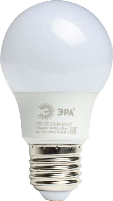Лампа светодиодная Эра Eco LED SMD A55 E27 8W 827 — фото 4