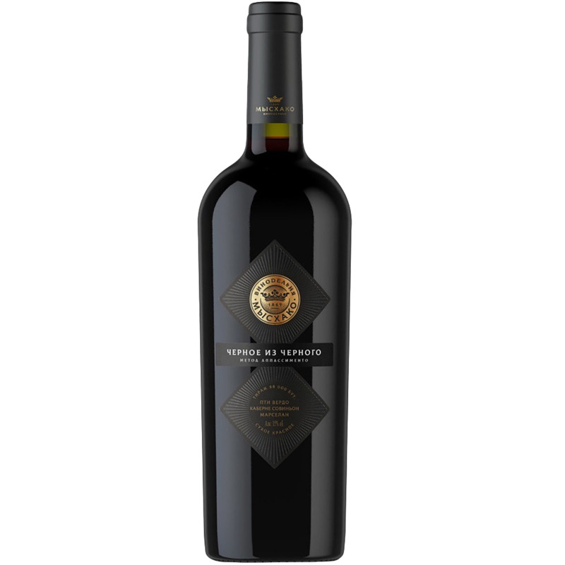 Вино Мысхако Чёрное из Чёрного красное сухое 15%, 750мл