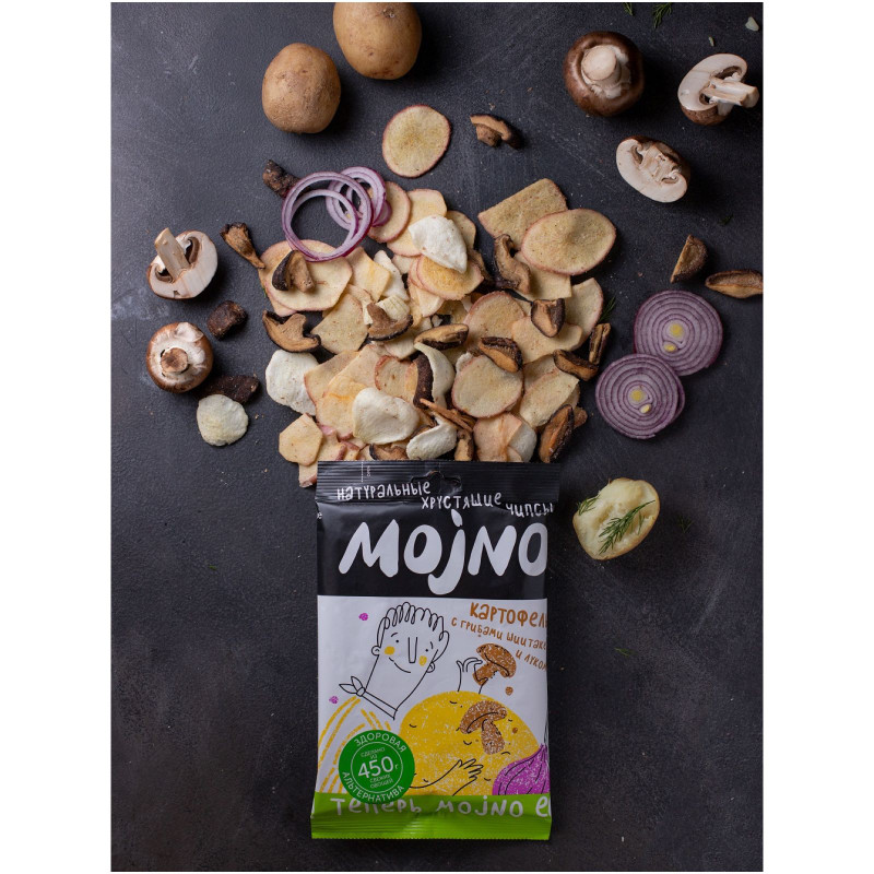 Чипсы Mojno картофель-грибы шиитаке-лук со сметаной, 75г — фото 2