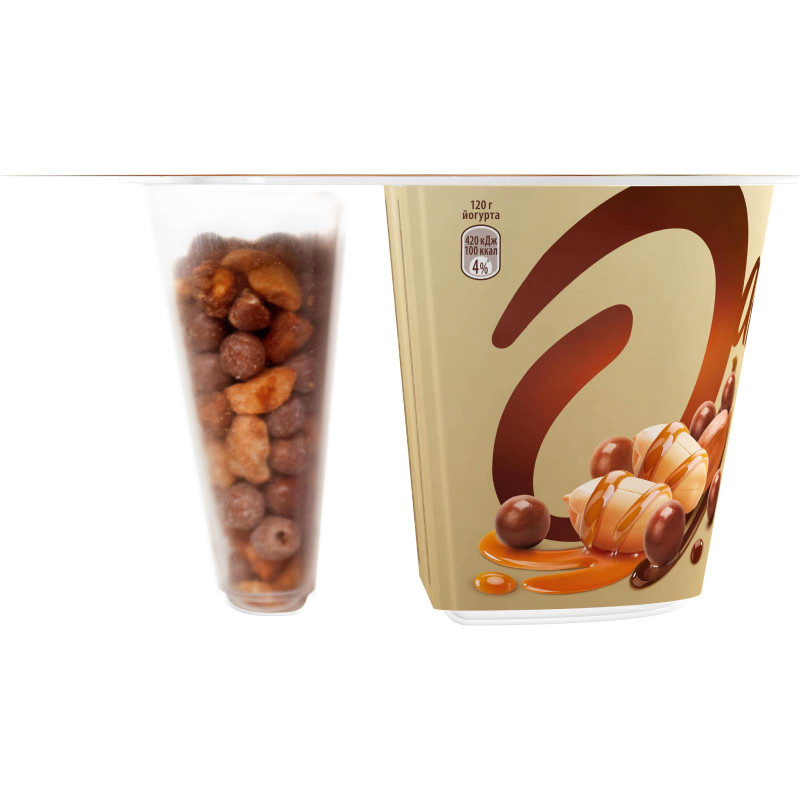 Йогурт Даниссимо Deluxe арахисово-шоколадный микс в карамельной глазури 2.9%, 136г — фото 3