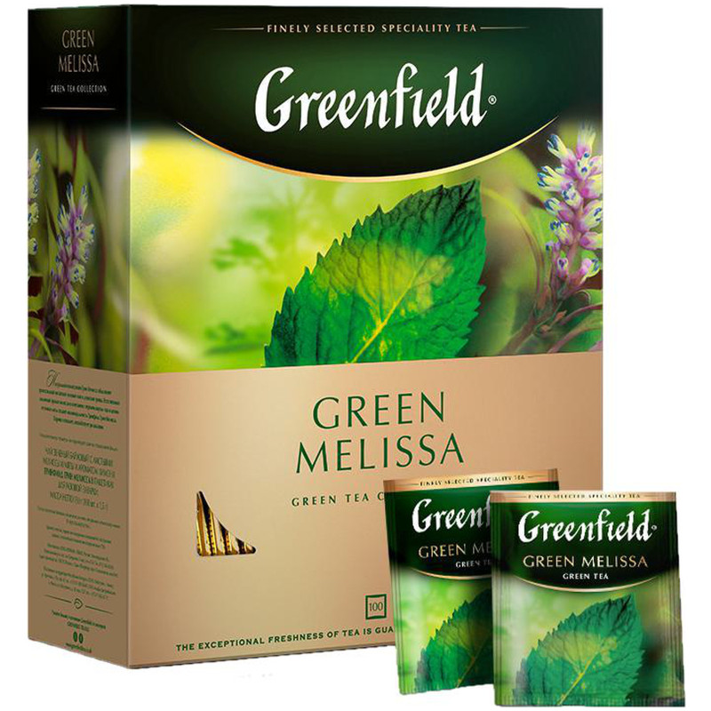 Чай Greenfield Грин мелисса зелёный с ароматом мяты и лимона в пакетиках, 100х1.5г — фото 3