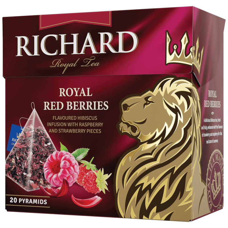 Напиток чайный Richard Royal Red Berries гибискус с кусочками ягод, 20x1.7г — фото 1