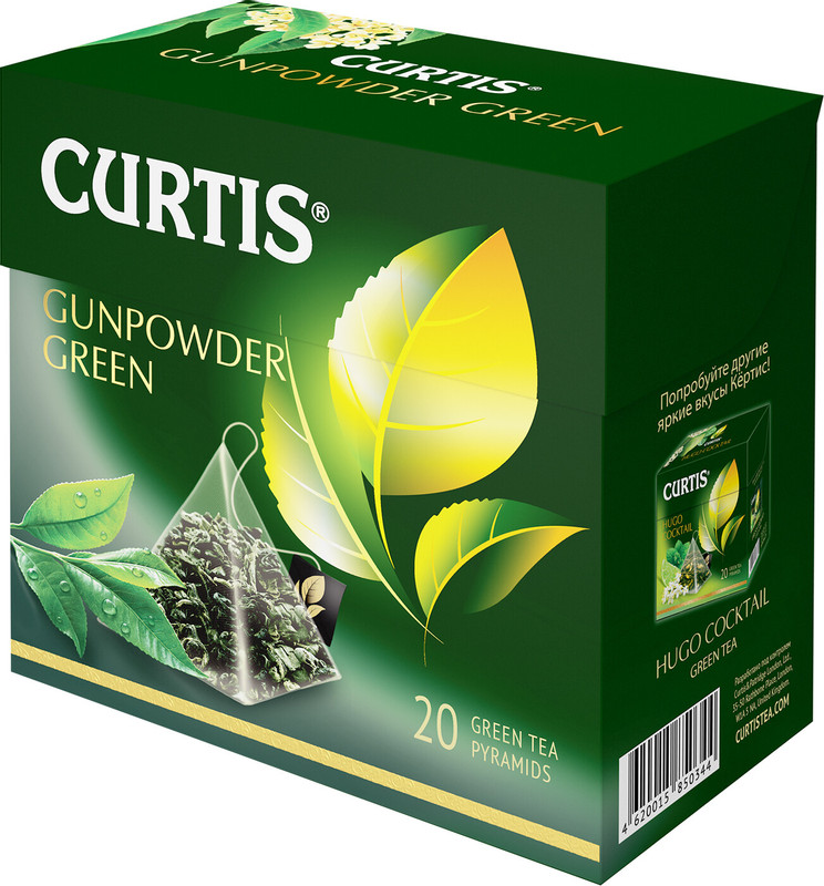 Чай Curtis Gunpowder зелёный с ароматом османтуса в пирамидках, 20x1.7г — фото 1