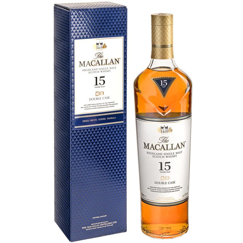Виски The Macallan Double Cask 15 Years Old 43% в подарочной упаковке, 700мл