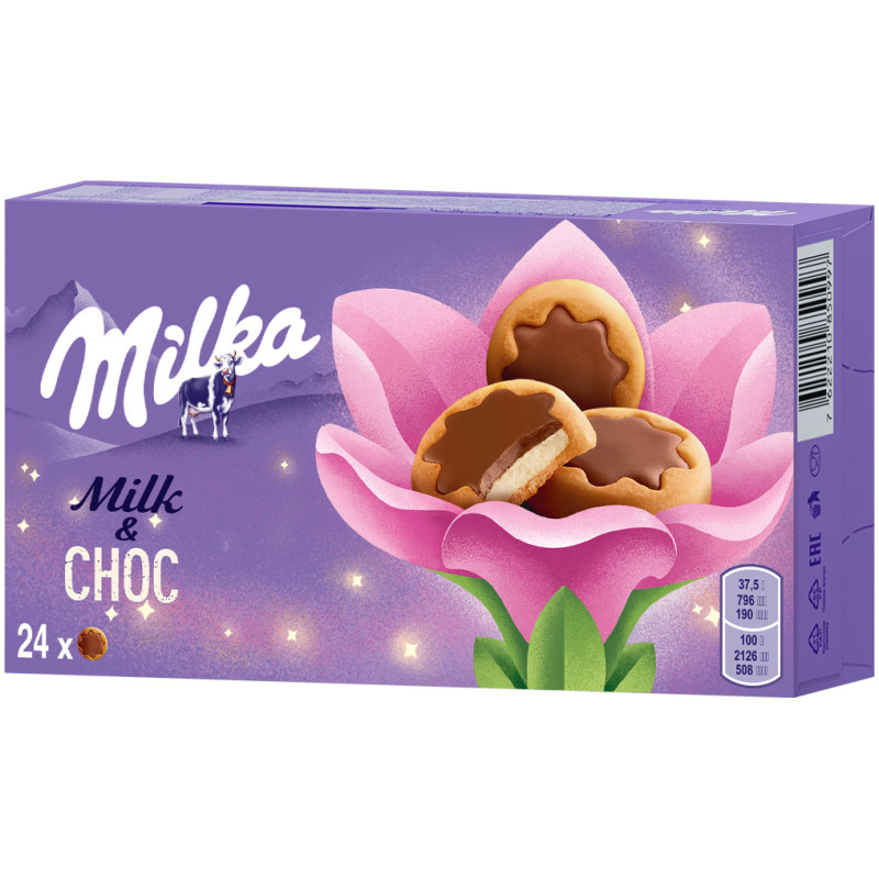 Печенье Milka с молочной начинкой в шоколаде, 150г — фото 1