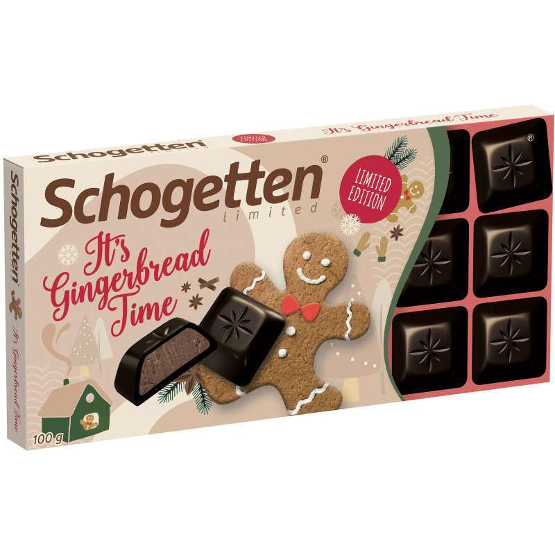 Шоколад тёмный Schogetten с какао-кремовой начинкой и кусочками пряников, 100г