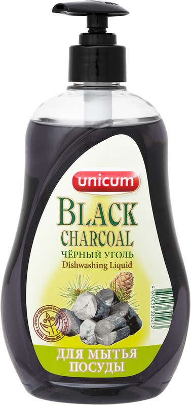 Средство для мытья посуды Unicum чёрный уголь, 500мл