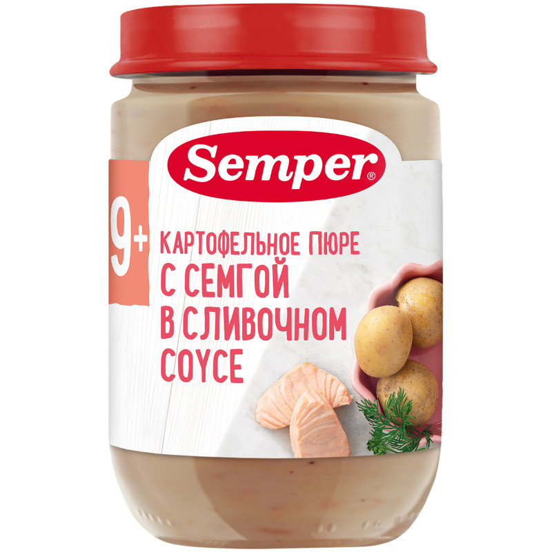 Пюре Semper Картофельное с семгой в сливочном соусе с 9 месяцев, 190г