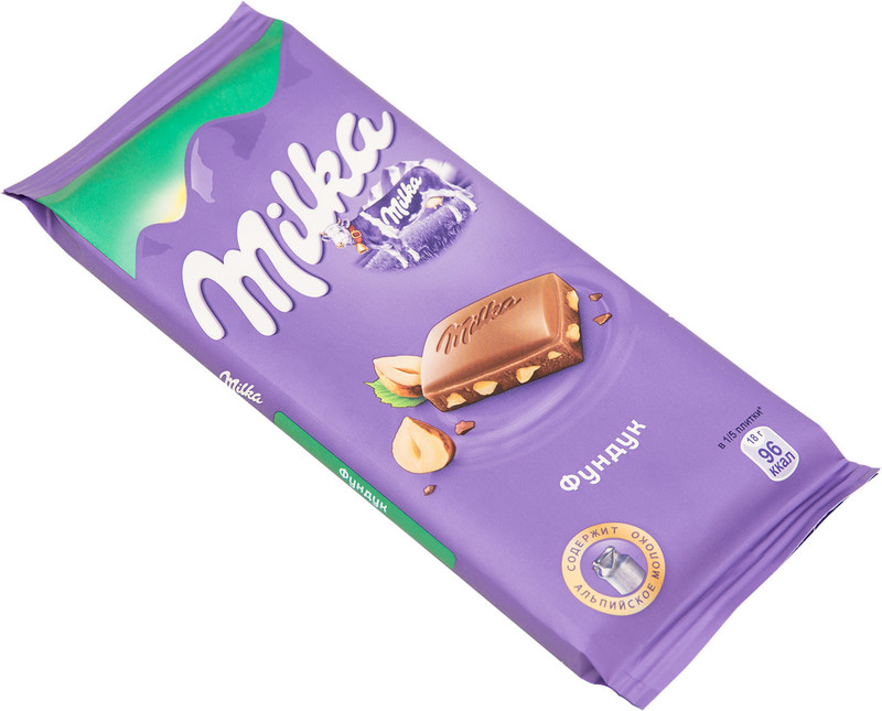 Шоколад молочный Milka с фундуком, 90г — фото 2