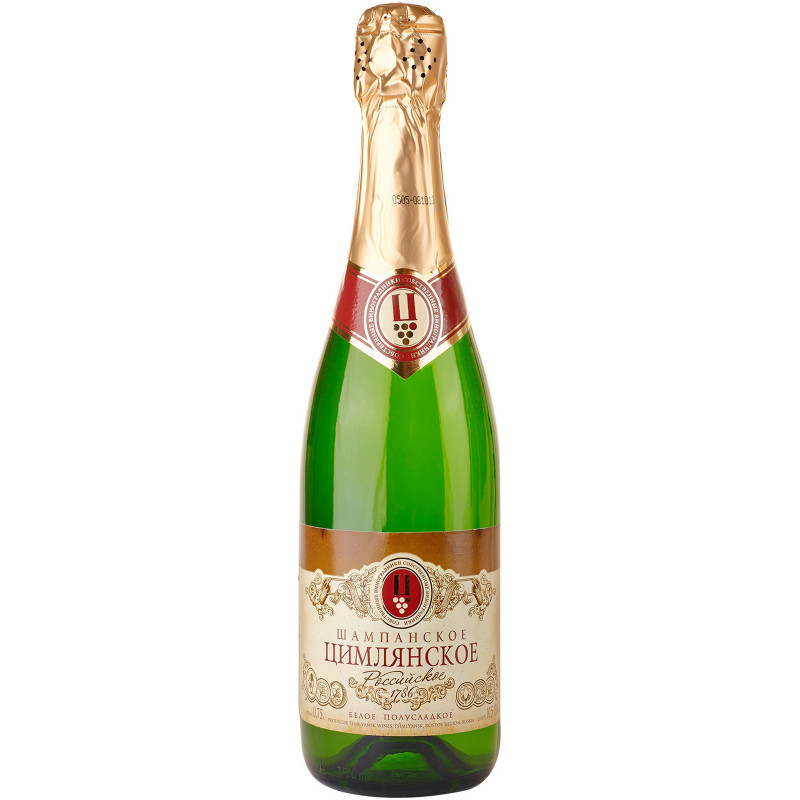 Шампанское Цимлянское белое полусладкое 10.5-13%, 750мл