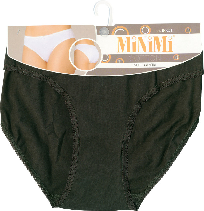 Трусы женские MiNiMi Slip Bianco Nero Черные BO221 Размер XS-XXL