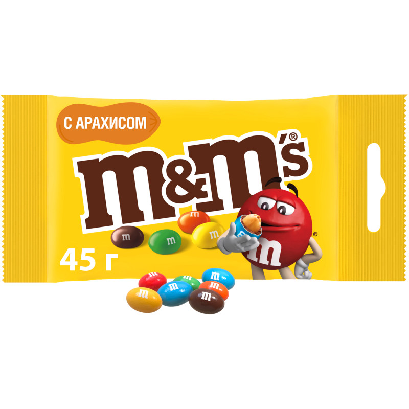 Конфеты M&M's драже с арахисом и молочным шоколадом, 45г — фото 1