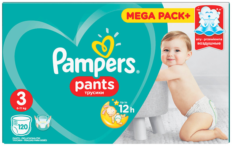 Подгузники-трусики Pampers Pants для мальчиков и девочек р.3 6-11кг, 120шт