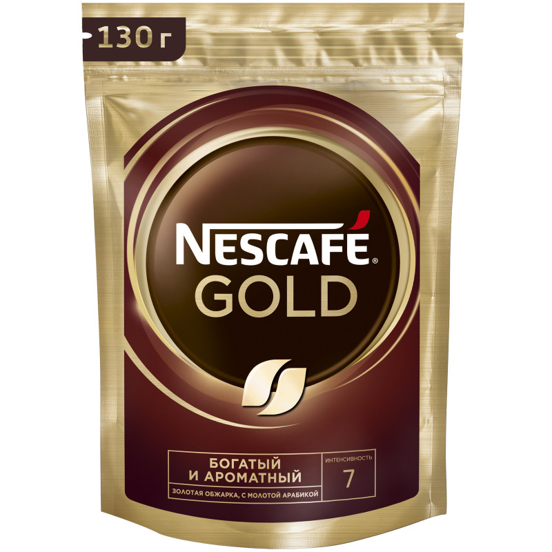 Кофе Nescafé Gold натуральный растворимый с добавлением молотого, 130г - купить с доставкой в Москве в Перекрёстке