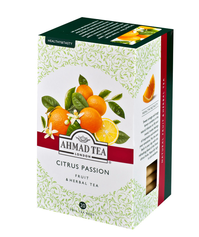 Чай Ahmad Tea Citrus Passion травяной с ароматом апельсина и лимона в пакетиках, 20х2г
